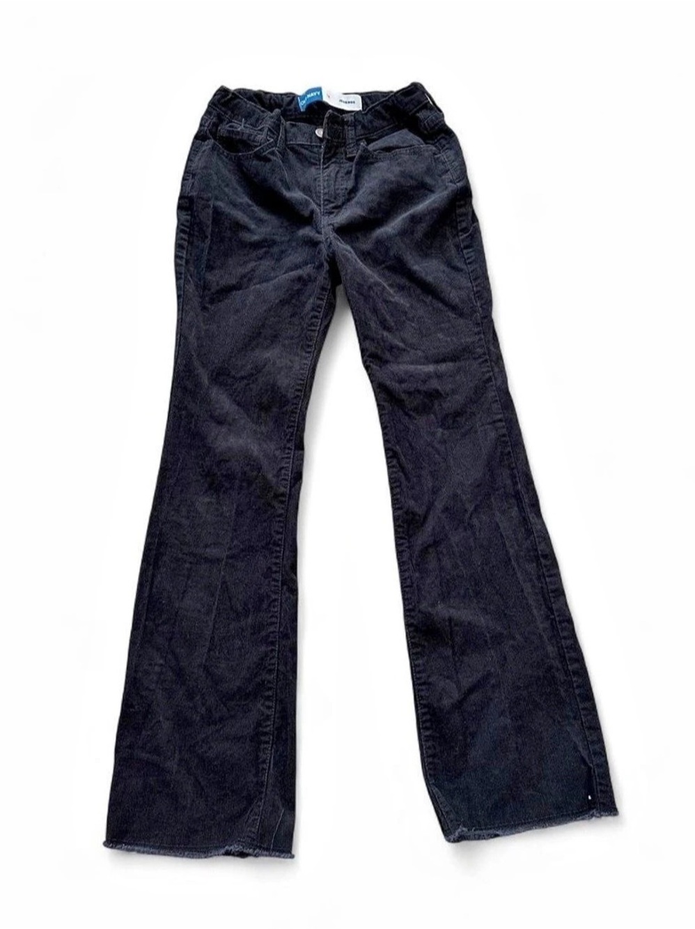 Old Navy High-Waisted Frayed-Hem Corduroy Flare Pants for Girls Black Size 14